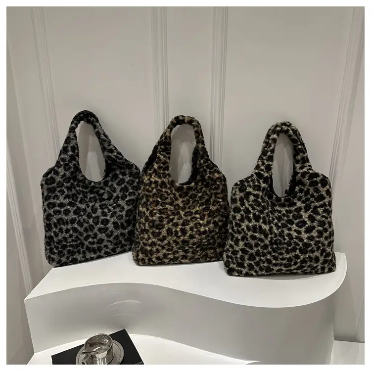 Plush Leopard Print Women's Shoulder Bag 2024 - Image 4