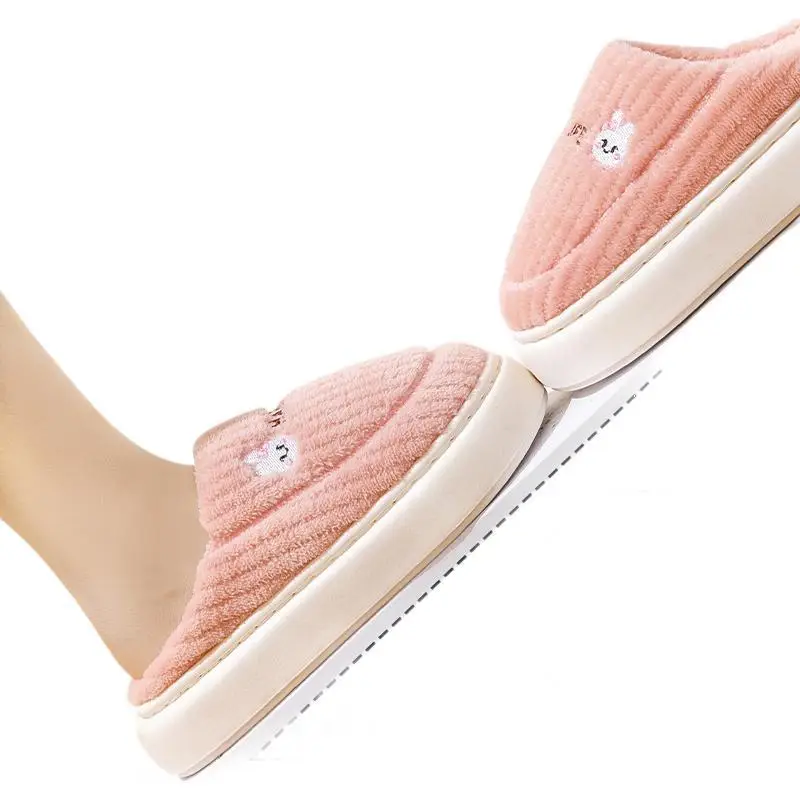 Pink Cotton Dung-Feel Slippers for Men Women Winter Warm Indoor Use - Image 12