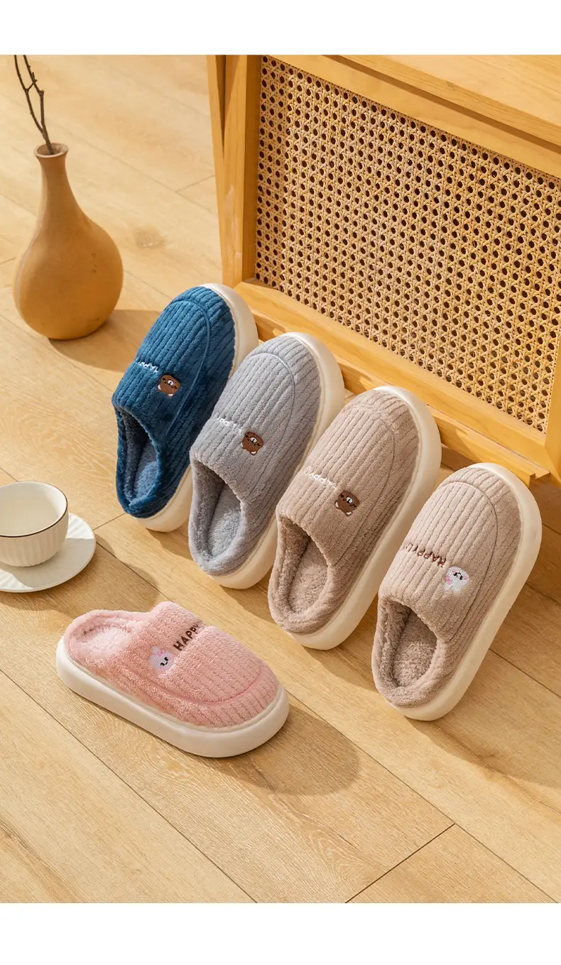 Pink Cotton Dung-Feel Slippers for Men Women Winter Warm Indoor Use — feature 17