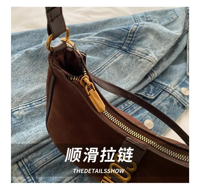 Vintage Suede Messenger Bag Black Brown 2024 — feature 6