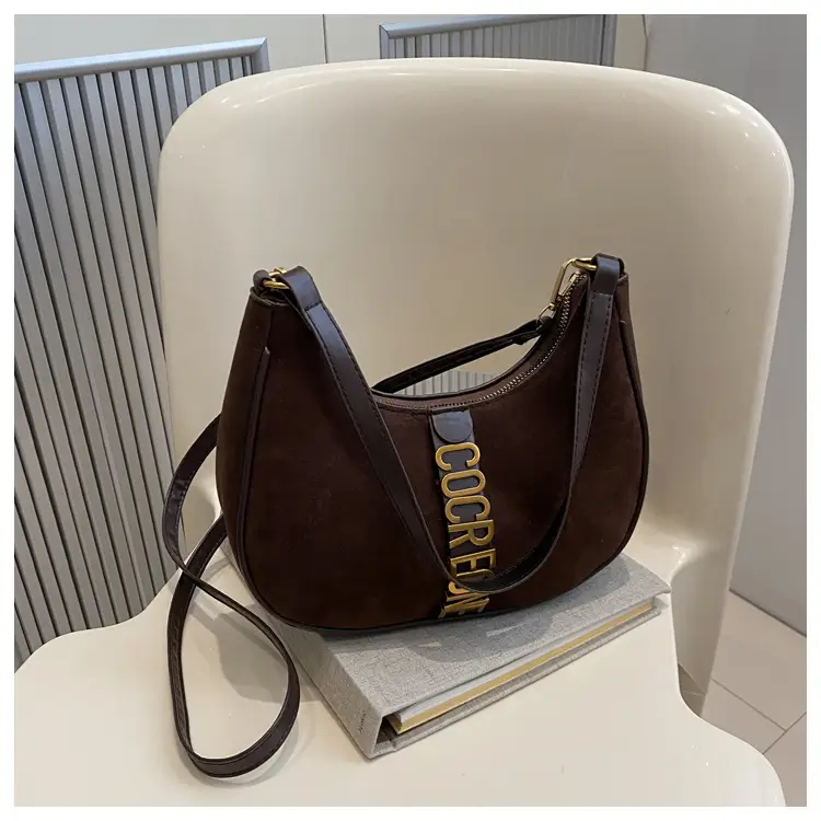 Vintage Suede Messenger Bag Black Brown 2024
