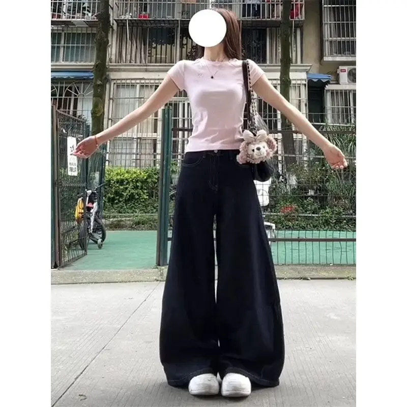 Dark Blue Wide Leg Jeans Women Autumn 2024 — feature 4