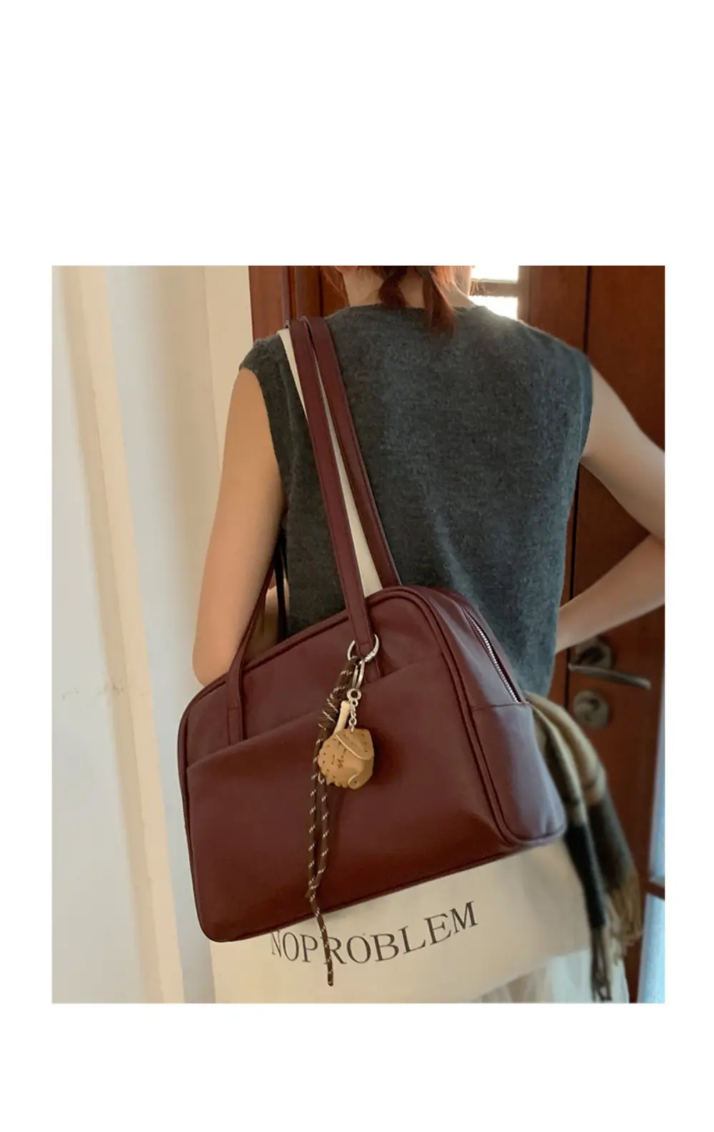 Women's Brown Leather Shoulder Bag 2025 New Style — feature 15