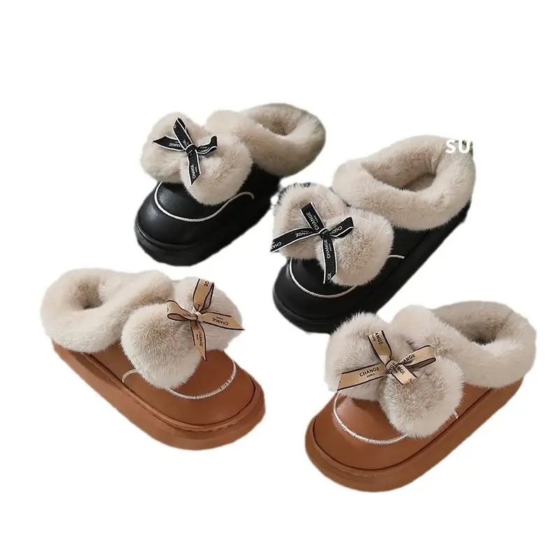 Eva Cotton Slippers Women's Waterproof Leather Slippers Thickened Bow Cute Mao Mao Slippers Home Slippers EVA Relaxation - Image 9