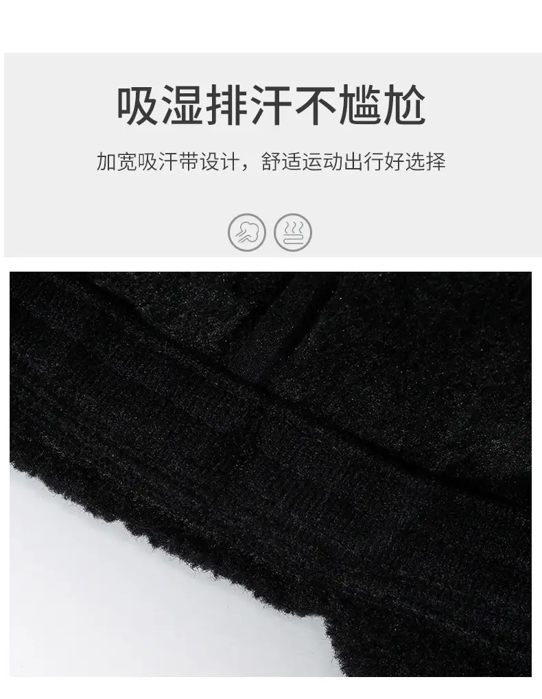 Warm Black Fleece Cap for Men Elderly Winter Ear Protection — feature 3