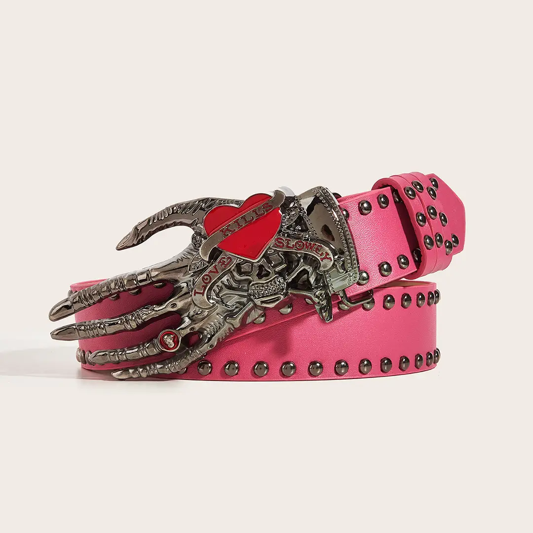 American Style Punk Hot Girl Y2K Skull Love Palm Belt Women's Design Sense Niche All-match Fashion Belt