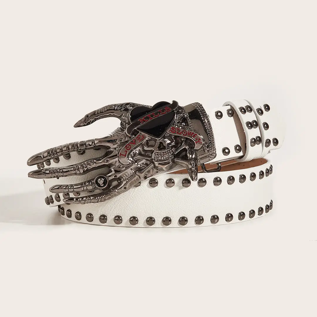 American Style Punk Hot Girl Y2K Skull Love Palm Belt Women's Design Sense Niche All-match Fashion Belt