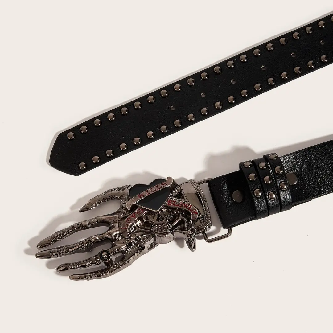 American Style Punk Hot Girl Y2K Skull Love Palm Belt Women's Design Sense Niche All-match Fashion Belt
