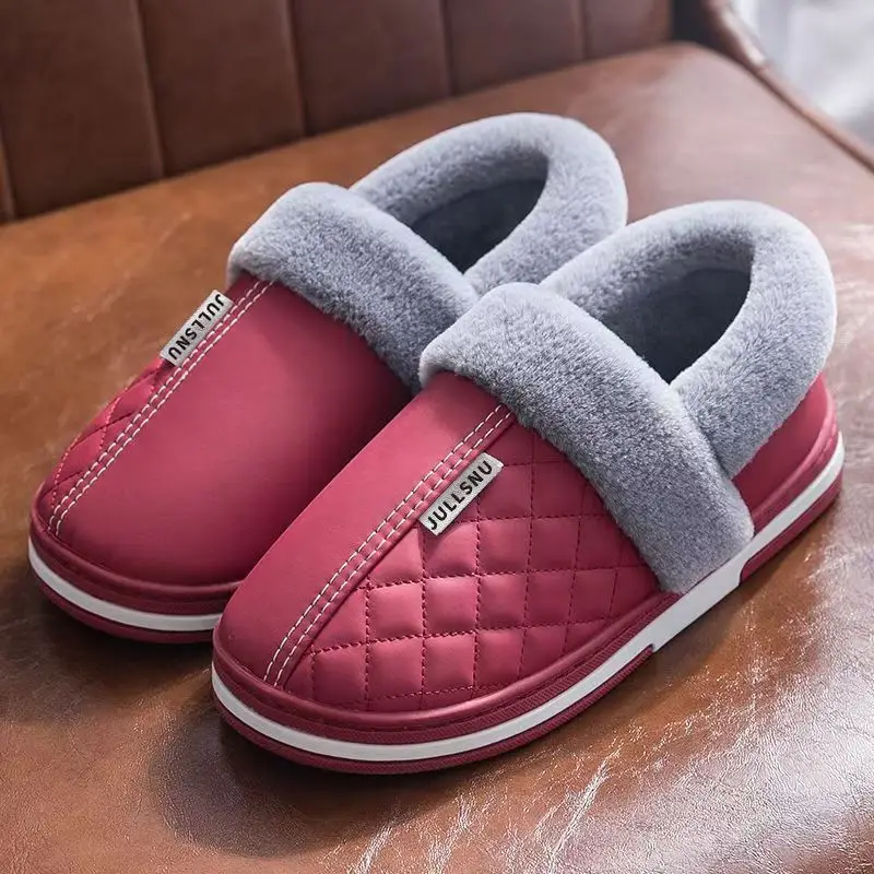 2024 New Winter Cotton Shoes with PU Waterproof Non-slip Outer Wear Thick-soled Indoor Household Warm Cotton Slippers for Men - Image 4