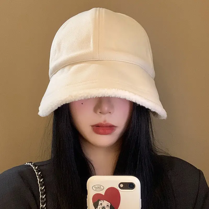 Plush Fisherman Hat for Women Winter Beige - Image 5