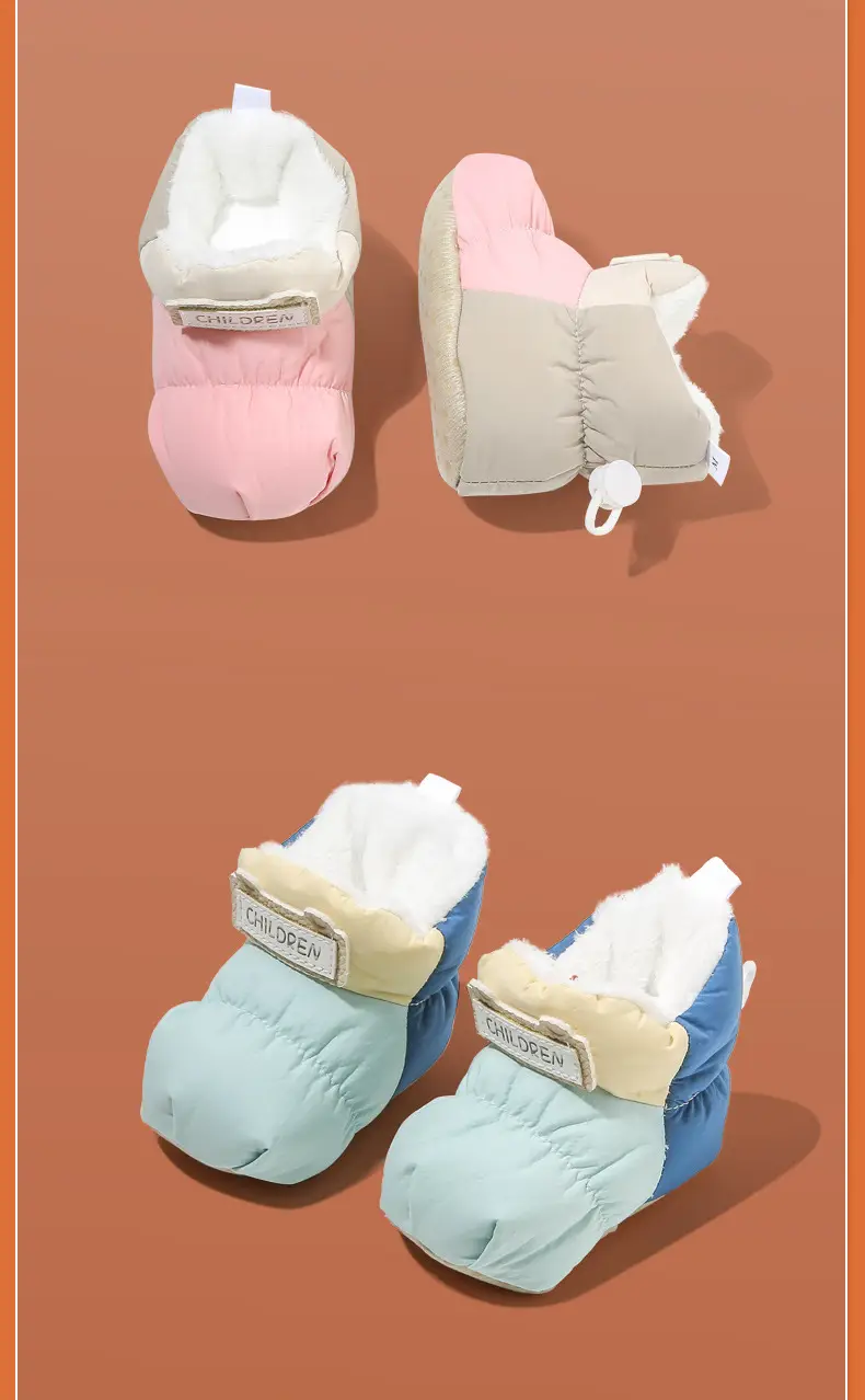 Winter newborn shoes female baby shoes newborn baby shoes socks 0 a 1 year old fleece-lined cotton shoes do not fall in autumn and winter — feature 24