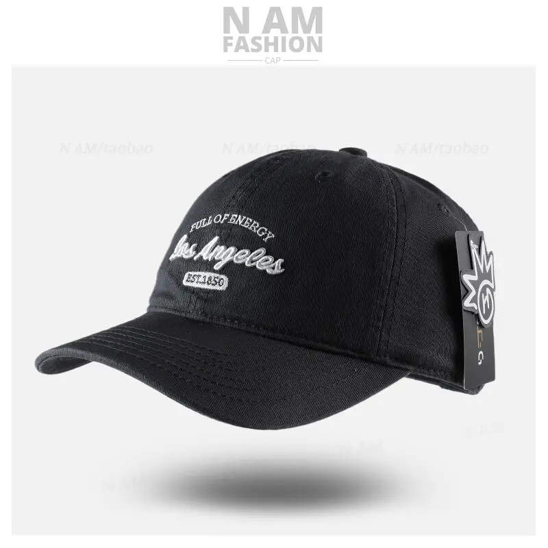 Korean Letter Embroidered Black Baseball Cap for Men Women - Image 9