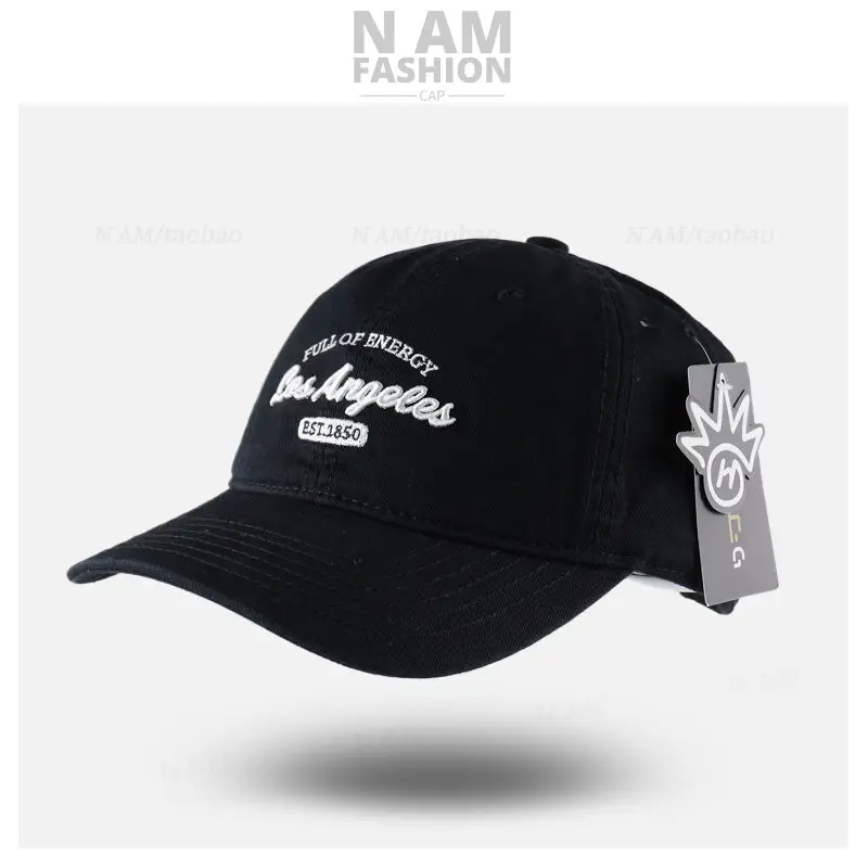 Korean Letter Embroidered Black Baseball Cap for Men Women - Image 2