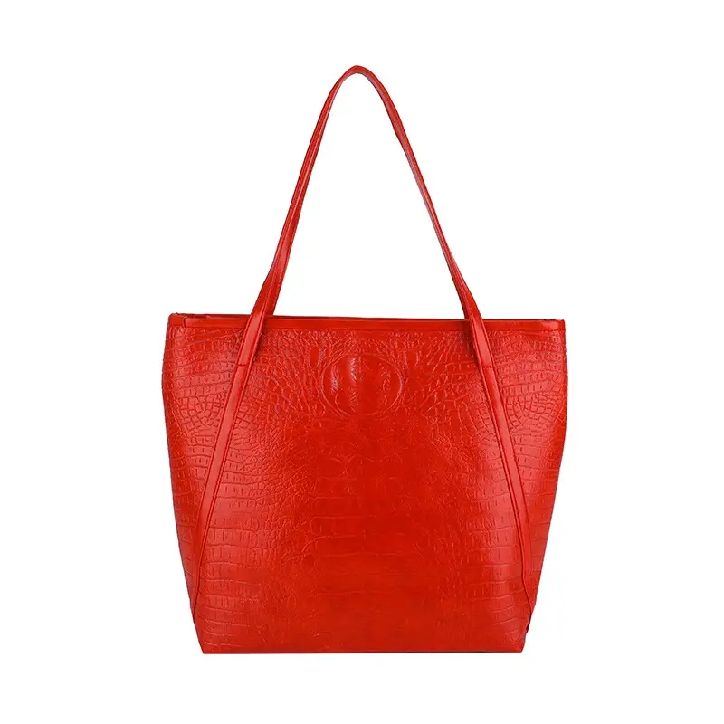 Red Croc Leather Tote Bag for Women Large Capacity - Image 13