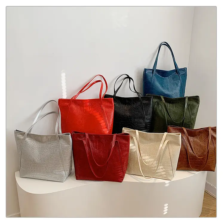 Red Croc Leather Tote Bag for Women Large Capacity — feature 39
