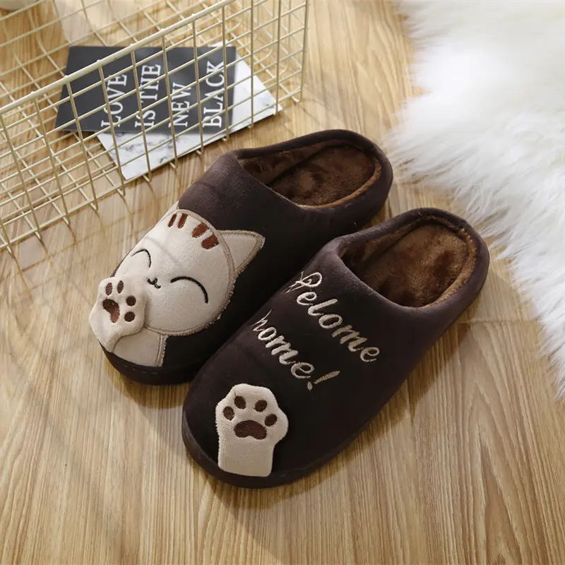 New Cotton Slippers Lucid Cat Girl Couple Cartoon Winter Mao Mao Cute Home Indoor Warm Moon Cotton Shoes - Image 4