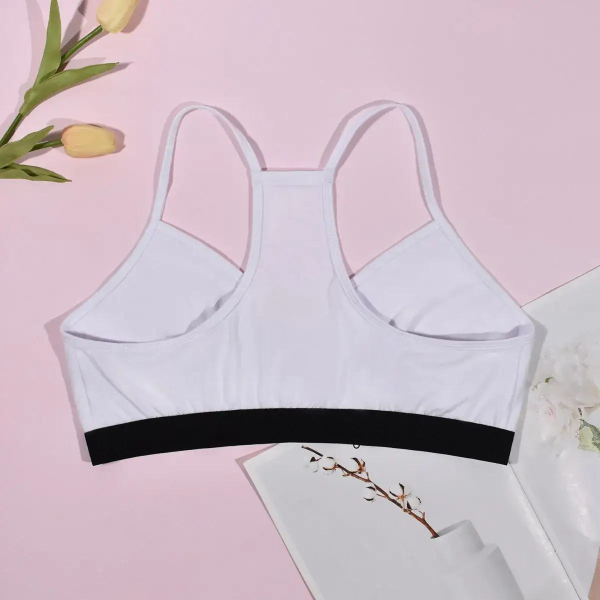 Women's Gray Back Camisole Sports Bra Top - Image 5