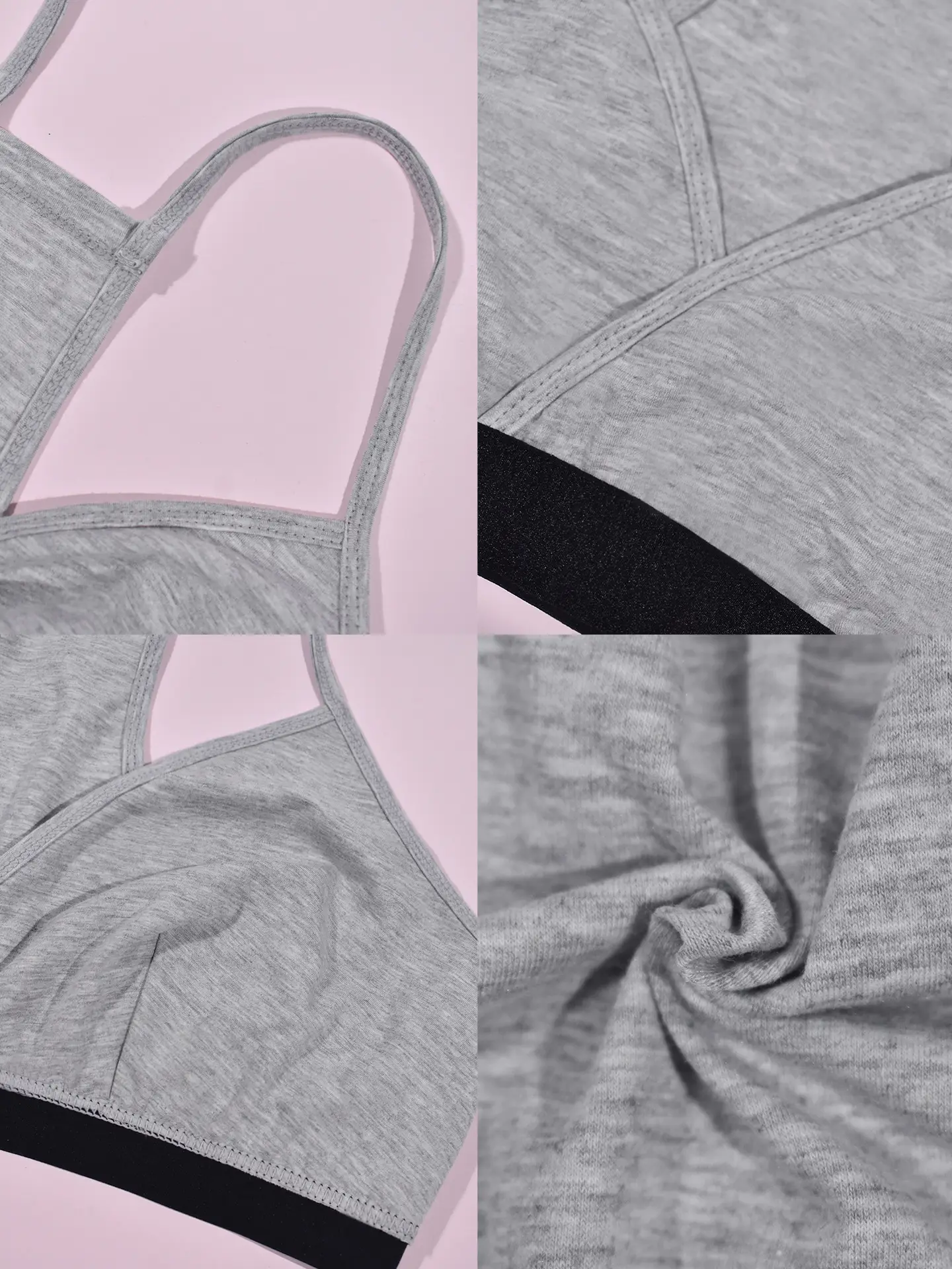 Women's Gray Back Camisole Sports Bra Top — feature 11