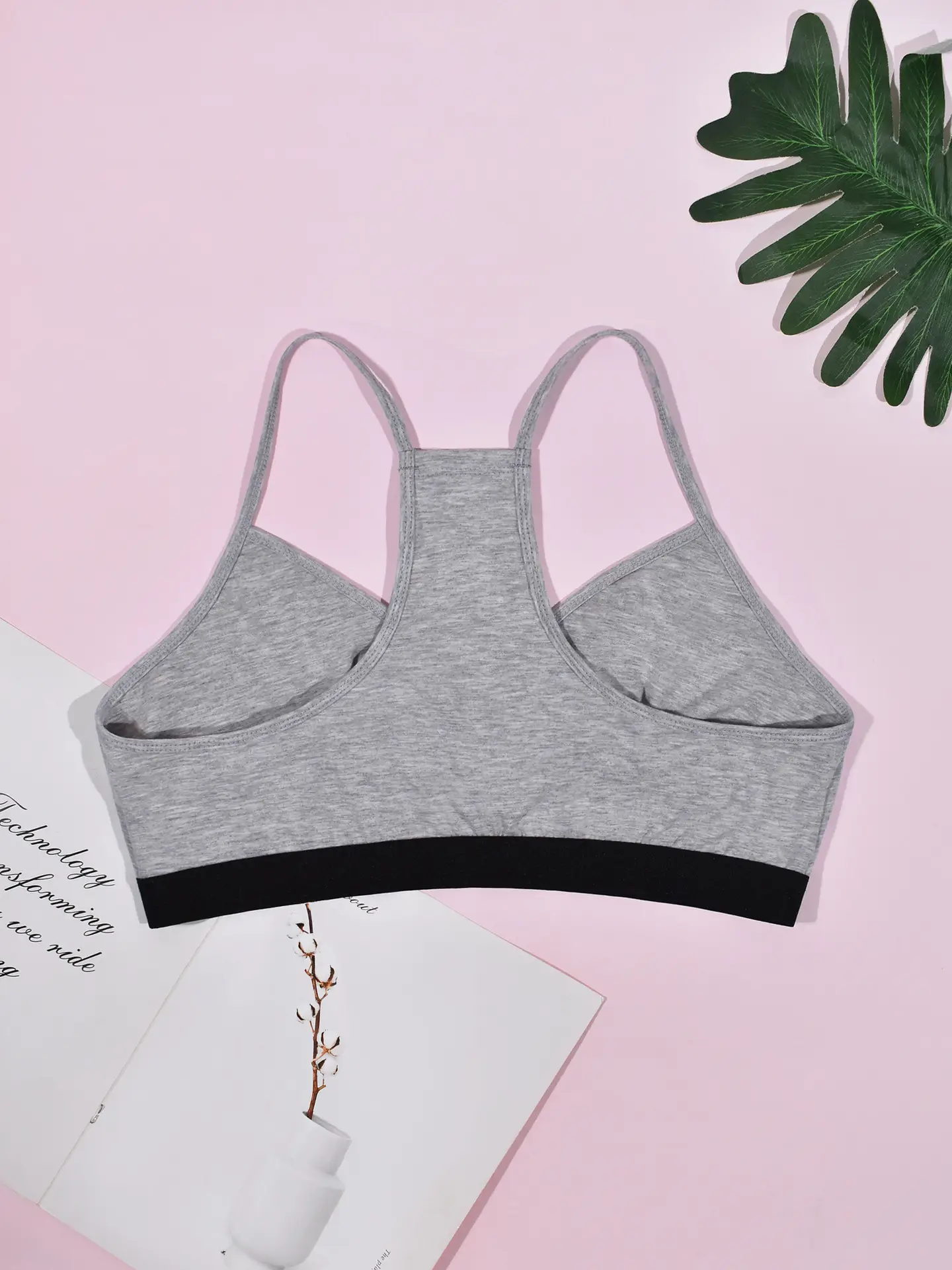 Women's Gray Back Camisole Sports Bra Top — feature 5