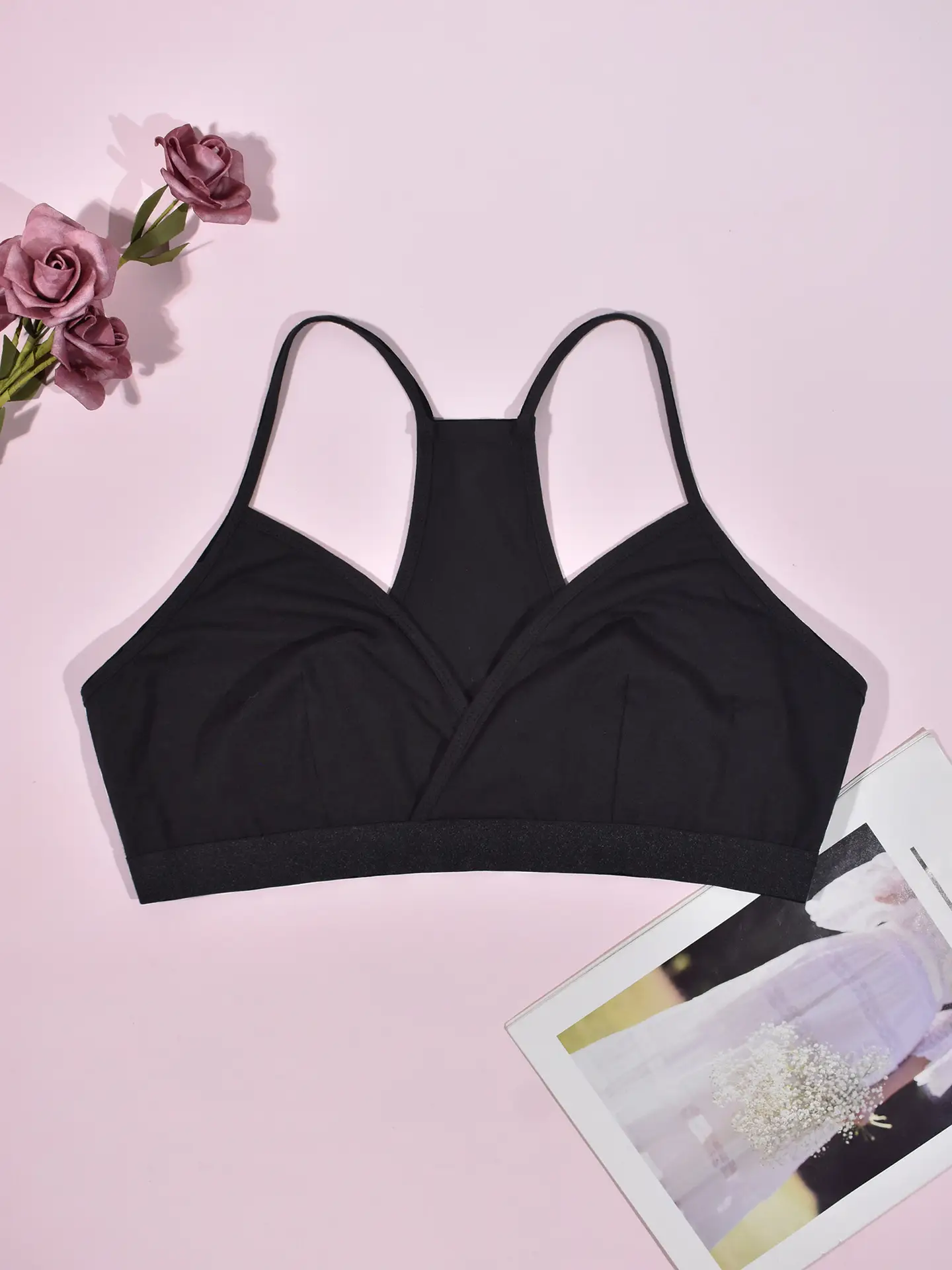 Women's Gray Back Camisole Sports Bra Top — feature 7