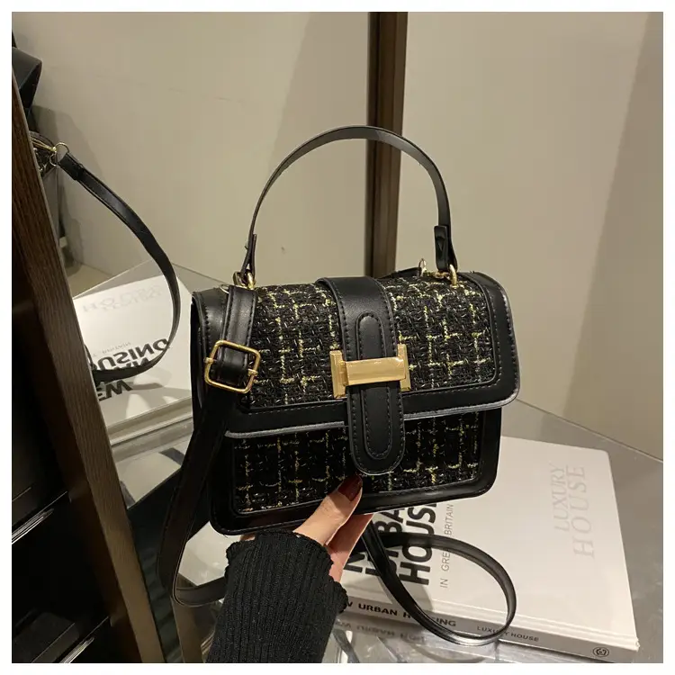 Maroon French Style Shoulder Bag with Crossbody Strap — feature 11
