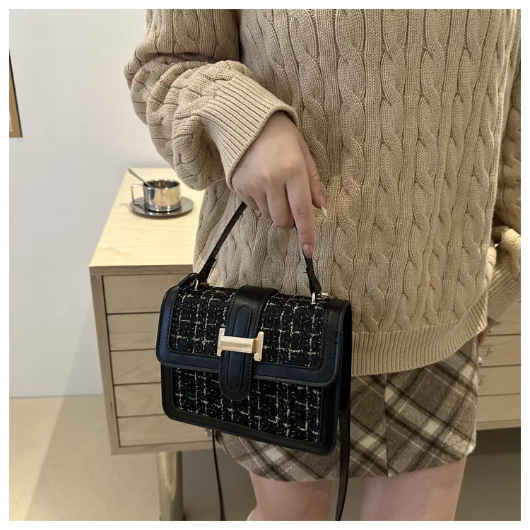 Maroon French Style Shoulder Bag with Crossbody Strap — feature 21