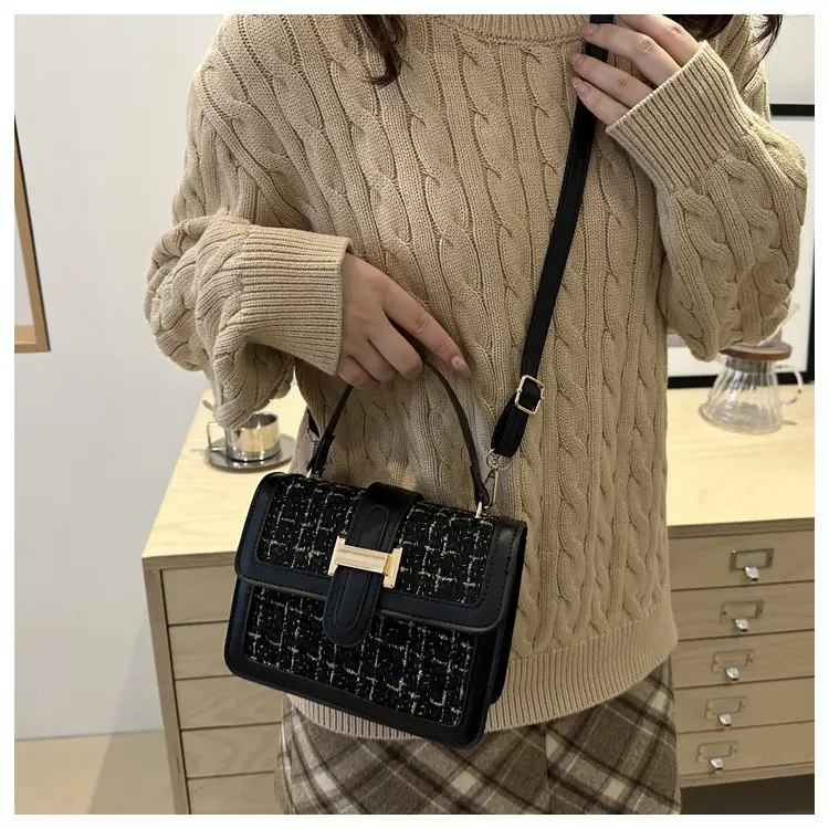Maroon French Style Shoulder Bag with Crossbody Strap — feature 22