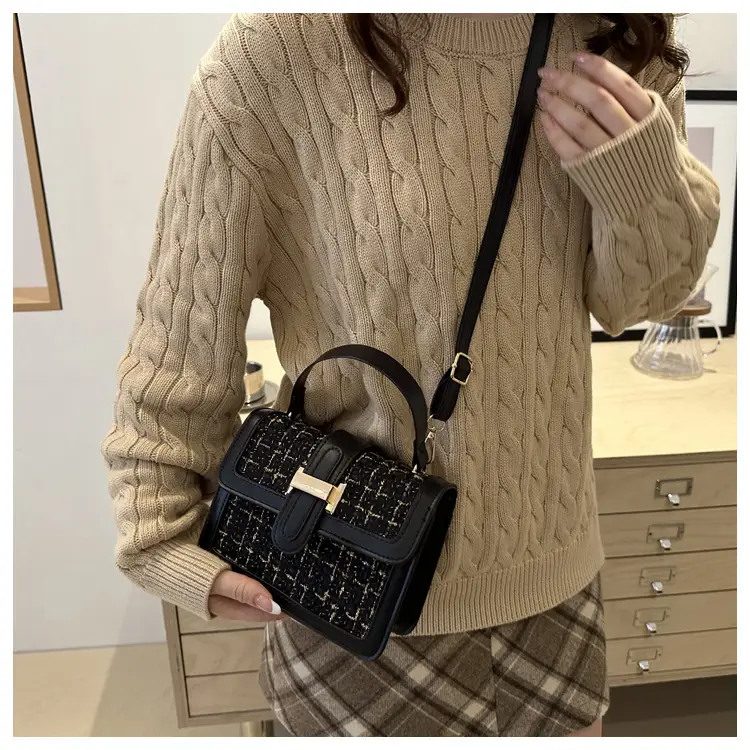 Maroon French Style Shoulder Bag with Crossbody Strap — feature 23