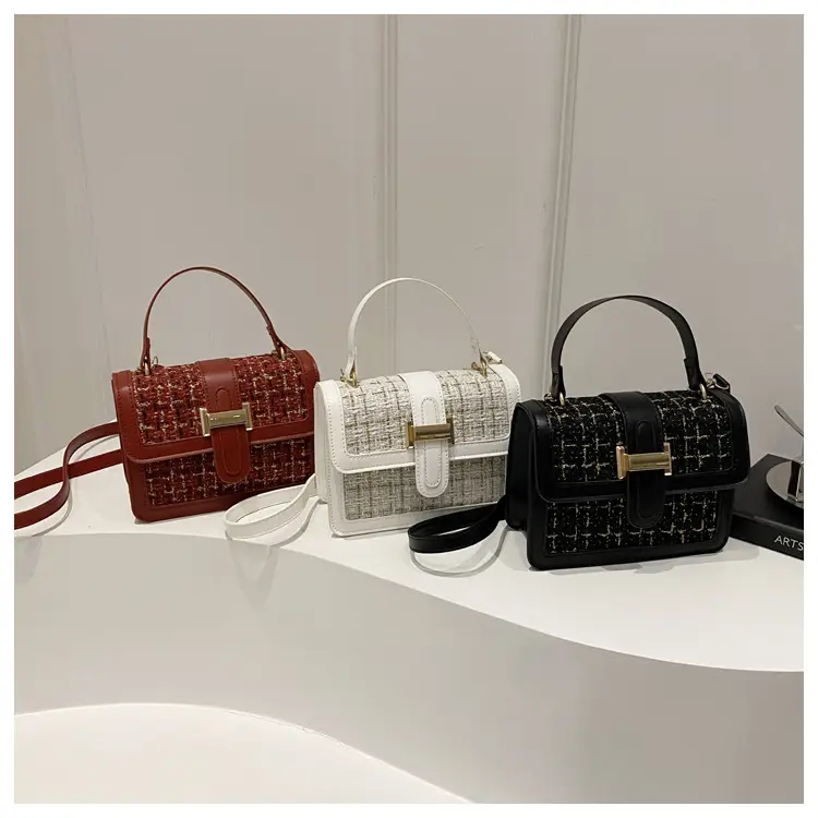 Maroon French Style Shoulder Bag with Crossbody Strap — feature 9