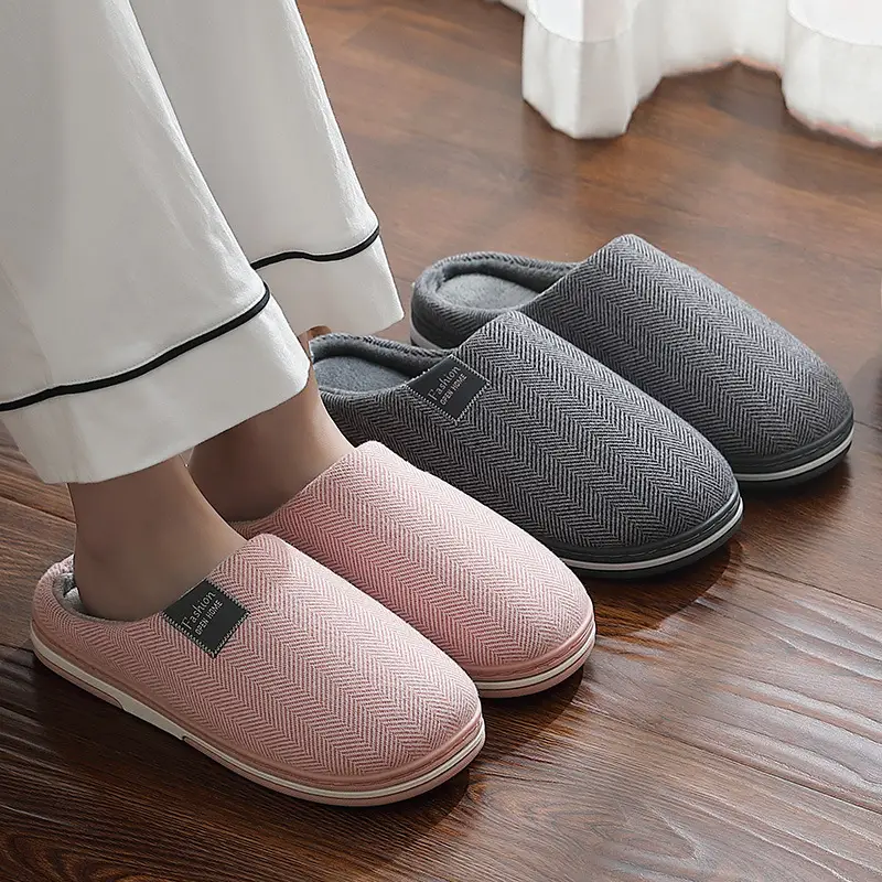 Cotton Slippers Women's Autumn and Winter Home Non-slip Warm Wool Slippers Indoor Soft Bottom Household Plush Cotton Slippers Men's Winter Wholesale - Image 7