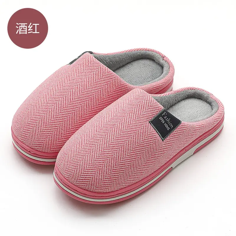 Cotton Slippers Women's Autumn and Winter Home Non-slip Warm Wool Slippers Indoor Soft Bottom Household Plush Cotton Slippers Men's Winter Wholesale - Image 2