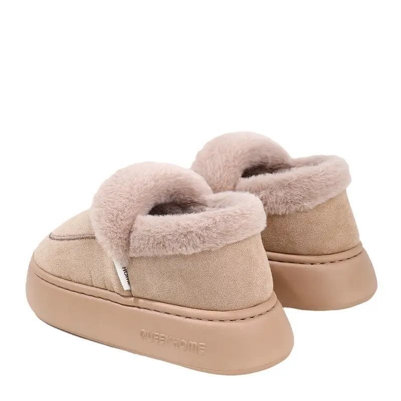 Cotton Slippers Bag Root Women's Home Warm Thickened Soft Sole Non-Slip Indoor Cotton Shoes for Autumn and Winter Men's fleece-lined Maomao