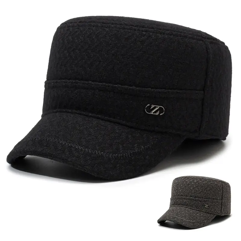 Men Winter Wool Cap Black Warm Ear Protection - Image 4