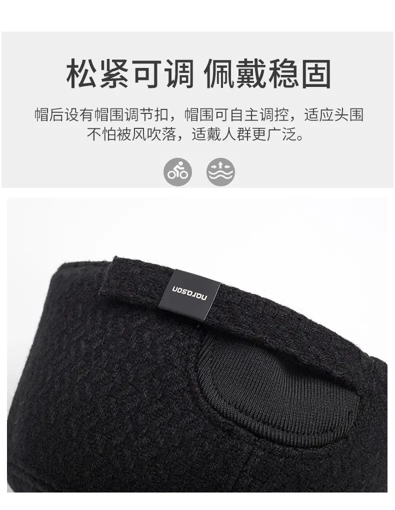 Men Winter Wool Cap Black Warm Ear Protection — feature 4