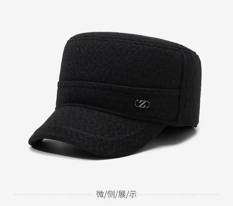 Men Winter Wool Cap Black Warm Ear Protection — feature 9