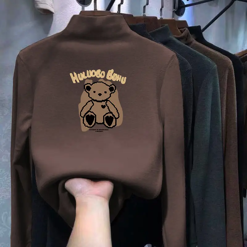 Children's Velvet T-Shirt Brown Bear Design Medium Large - Image 14