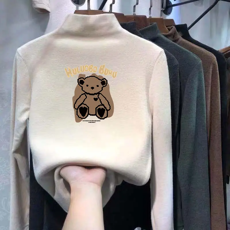 Children's Velvet T-Shirt Brown Bear Design Medium Large - Image 15