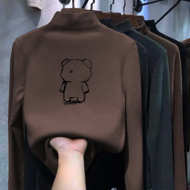 Children's Velvet T-Shirt Brown Bear Design Medium Large - Image 8