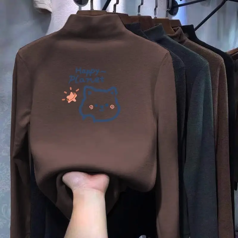 Children's Black Velvet Collar T-Shirt Autumn Winter New Boys Warm Inner Casual Top Trendy — feature 13