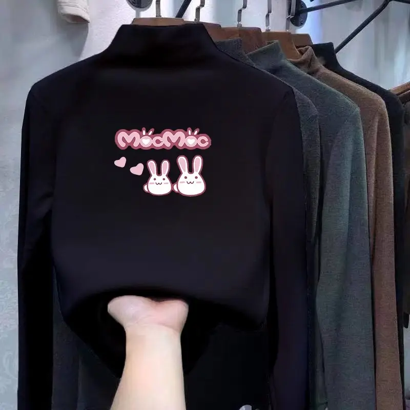 Children's Black Velvet Collar T-Shirt Autumn Winter New Boys Warm Inner Casual Top Trendy — feature 9