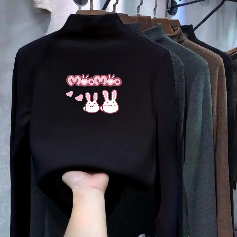 Children's Black Velvet Collar T-Shirt Autumn Winter New Boys Warm Inner Casual Top Trendy - Image 10