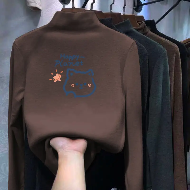 Children's Black Velvet Collar T-Shirt Autumn Winter New Boys Warm Inner Casual Top Trendy - Image 14
