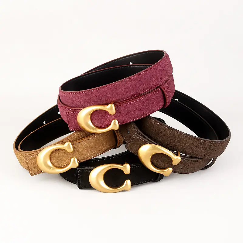 Women Genuine Leather Belt with Gold Clasp - Image 6