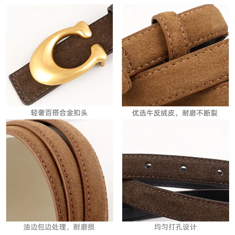 Women Genuine Leather Belt with Gold Clasp - Image 7