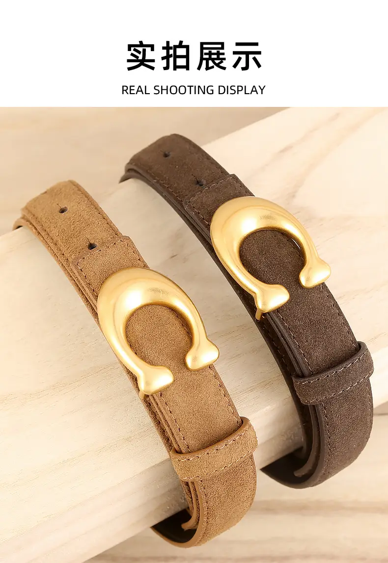 Women Genuine Leather Belt with Gold Clasp — feature 14