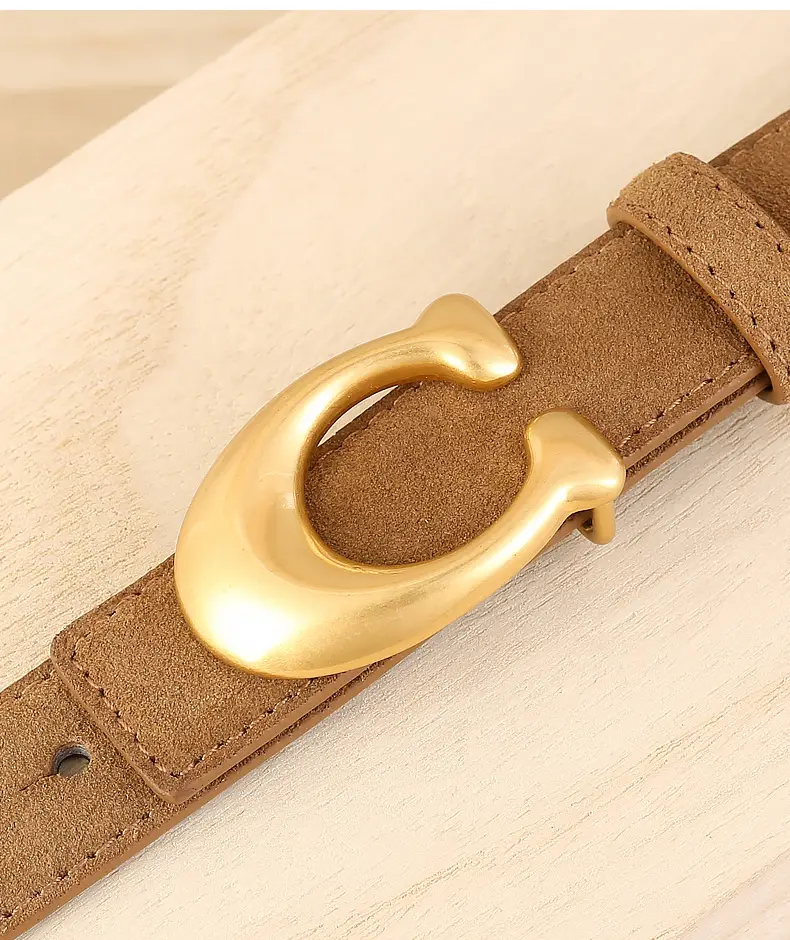 Women Genuine Leather Belt with Gold Clasp — feature 15
