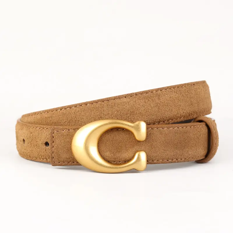 Women Genuine Leather Belt with Gold Clasp - Image 2