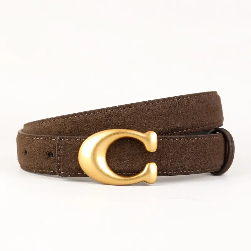 Women Genuine Leather Belt with Gold Clasp - Image 3