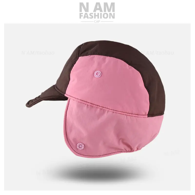 Women's Brown Bomber Cap with Pink Embroidery — feature 10