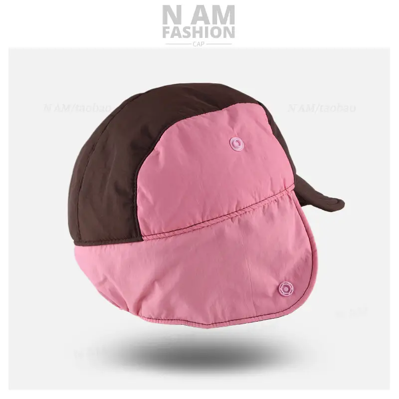 Women's Brown Bomber Cap with Pink Embroidery — feature 12